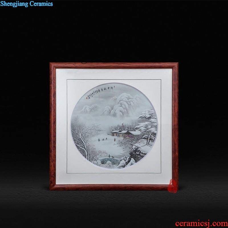 Jingdezhen ceramics Zhou Xiaohui hand-painted snow adornment picture porcelain plate mural paintings of Chinese style living room furnishing articles