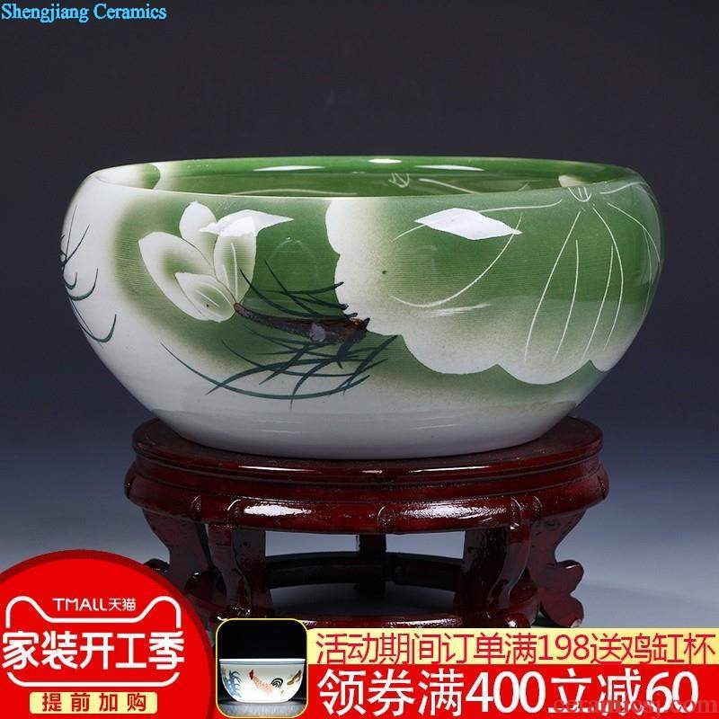 Jingdezhen ceramics craft goldfish bowl the tortoise cylinder shallow water lotus pond lily fish pot pot sitting room furnishing articles