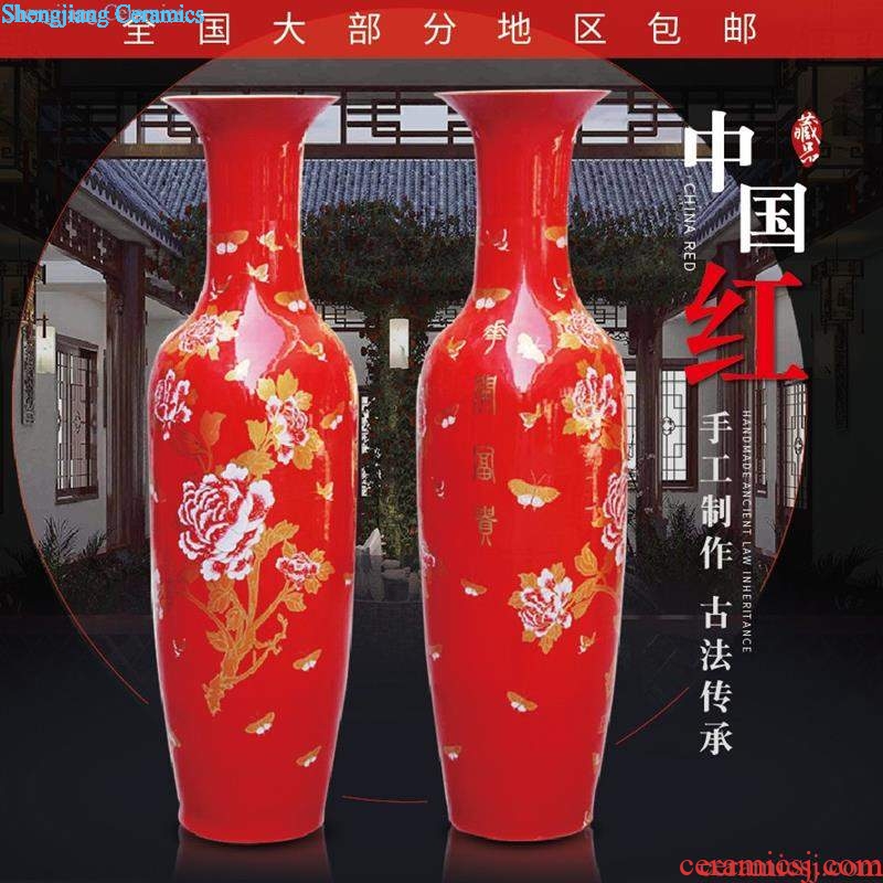 Jingdezhen ceramics pomegranate flower bottle home furnishing articles flower arranging Chinese style living room TV cabinet handicraft