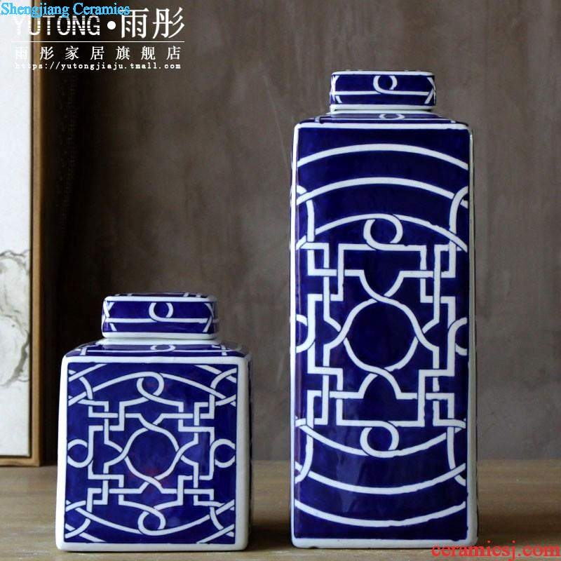 Rain tong home | European modern fuels the jingdezhen ceramics ceramics sifang jar of household ceramic vase furnishing articles