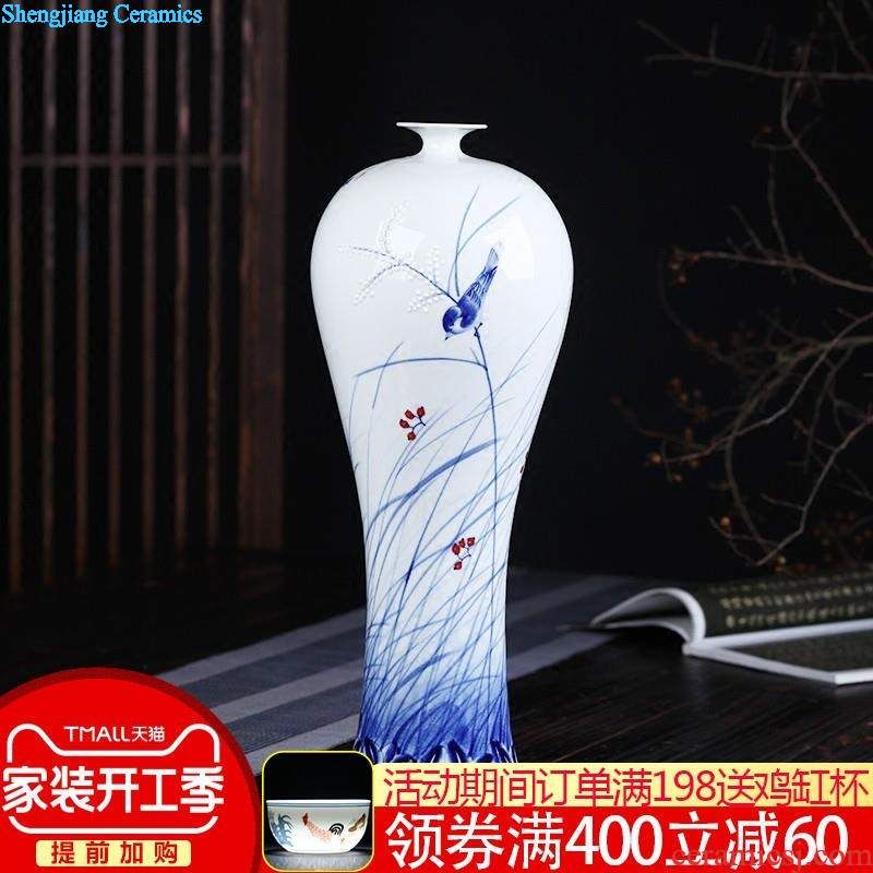 Jingdezhen ceramics Large hand-painted modern Chinese landscape painting of large vase living room TV ark furnishing articles