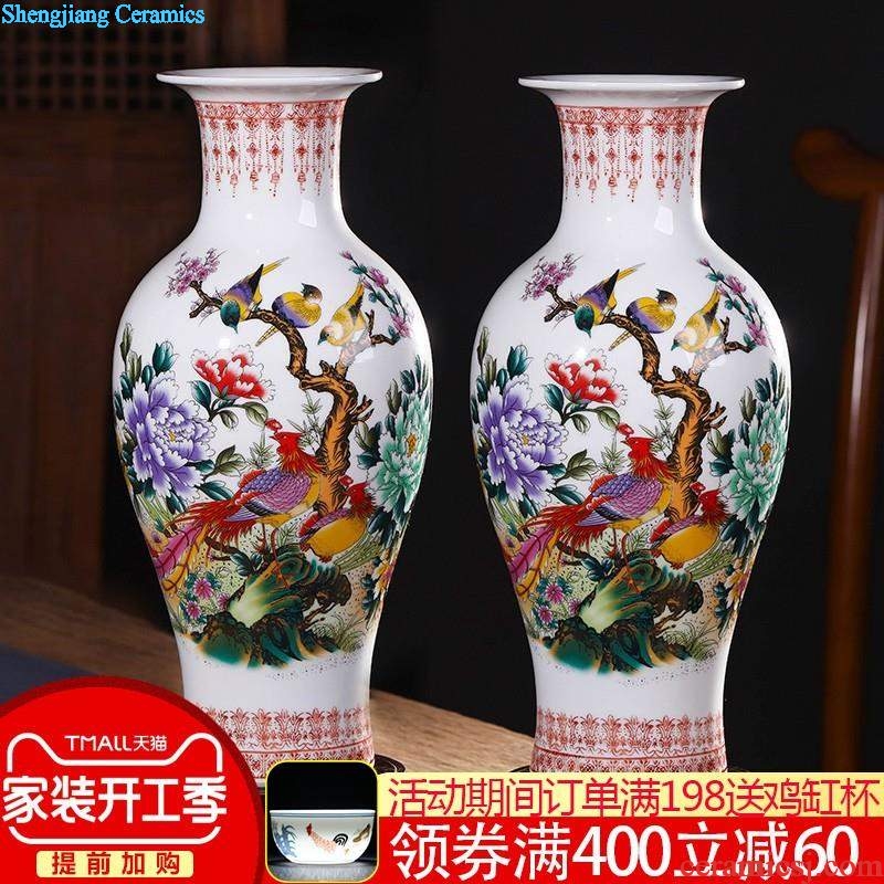 Jingdezhen ceramics Every year China red lotus vase Modern home decoration furnishing articles