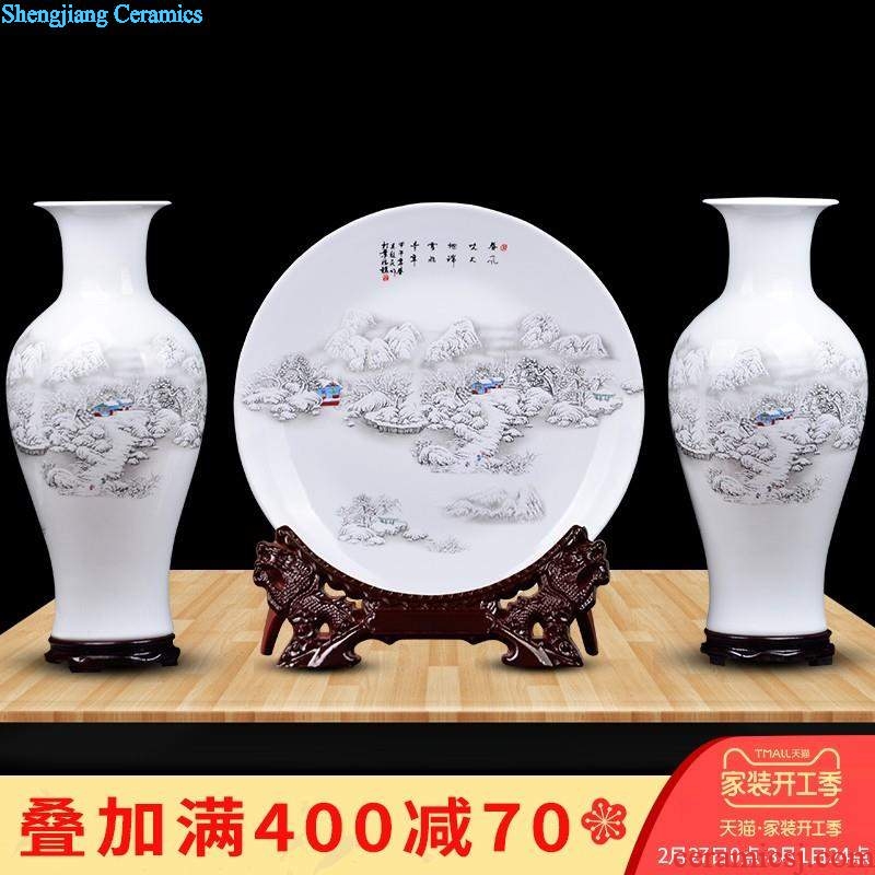 Jingdezhen ceramics vase pink flower arranging new Chinese style living room TV cabinet home decoration handicraft furnishing articles