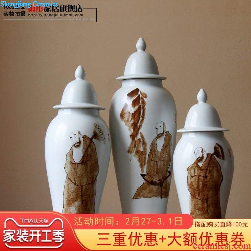 Jingdezhen ceramic ideas coloured glaze handle ceramic vase continental sitting room Nordic household porcelain pot furnishing articles