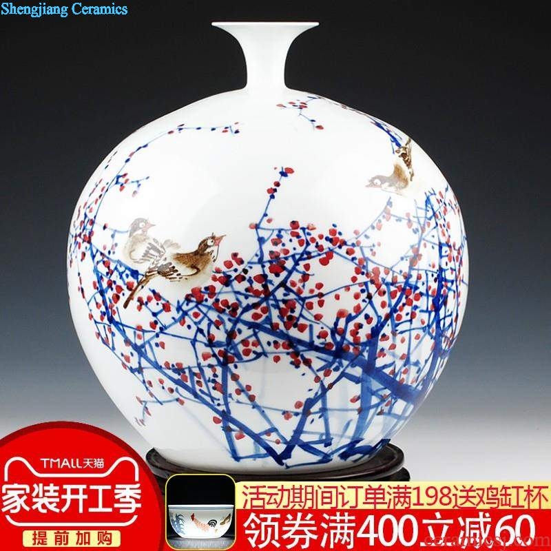 Jingdezhen ceramics Chinese peony vases, flower arranging Chinese style living room TV ark home furnishing articles