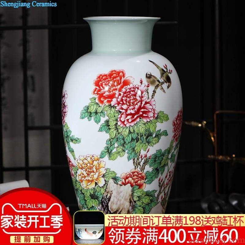 Jingdezhen ceramics imitation yongzheng hand-painted gourd of blue and white porcelain vases, flower arranging new Chinese style living room decorations furnishing articles