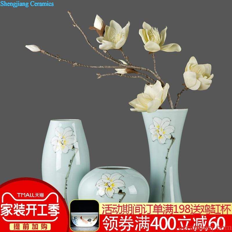 Jingdezhen ceramics Red colored enamel of large vase European modern TV ark place large living room