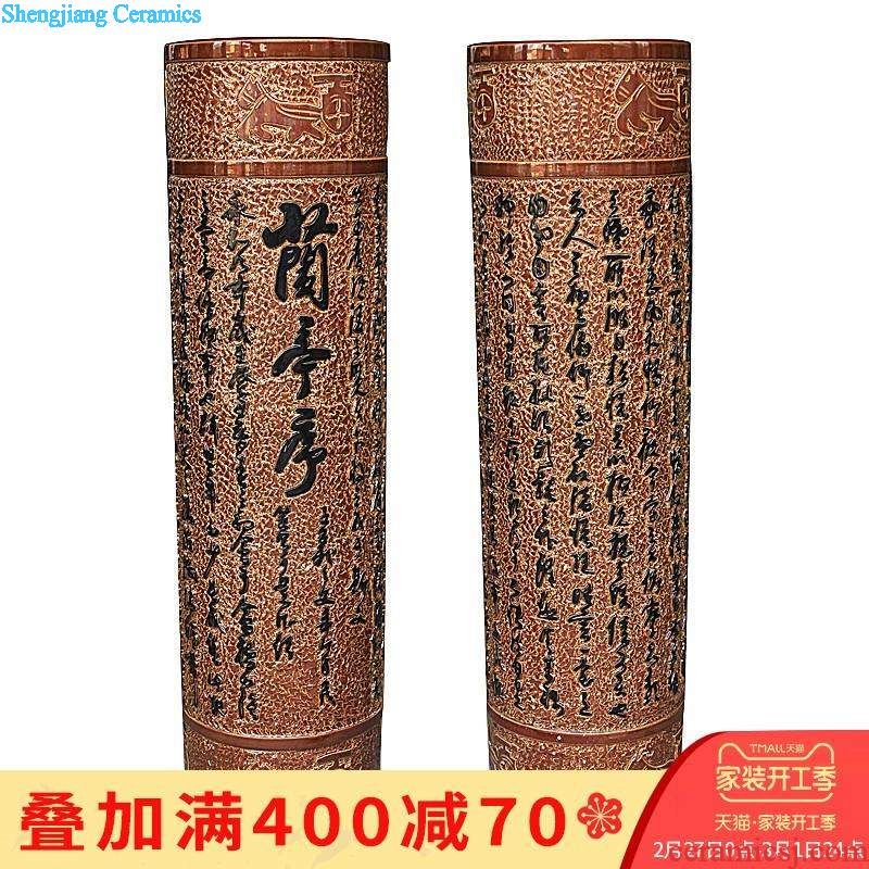 E017 jingdezhen merry ceramic yueyang anaglyph quiver of calligraphy pen container of large vase