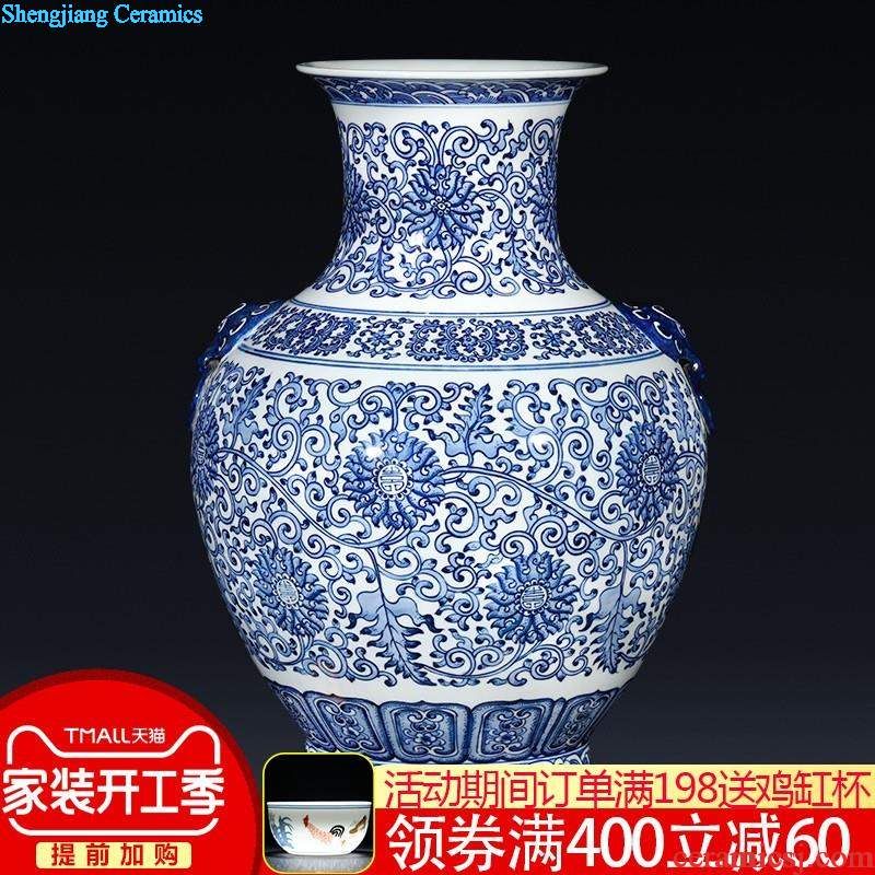 Master of jingdezhen ceramics hand-painted scenery large vases, flower arrangement New Chinese style living room porch decoration furnishing articles