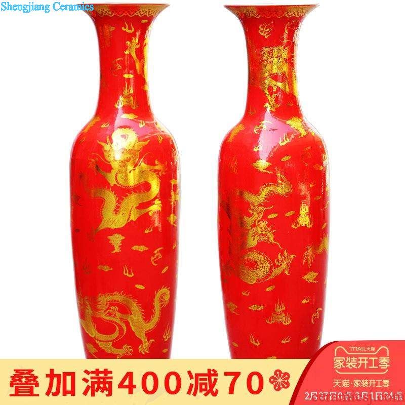 E018 jingdezhen ceramic handicraftsmen relief painting and calligraphy quiver Large vases, furnishing articles