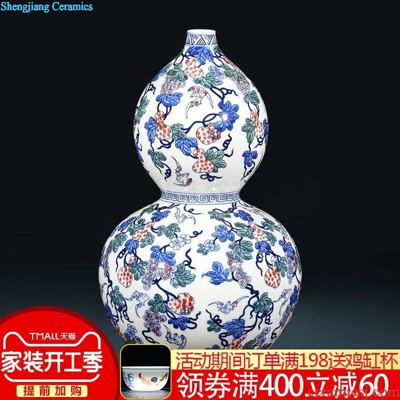 Jingdezhen ceramics master hand carved vases, flower arranging new Chinese style living room porch home furnishing articles