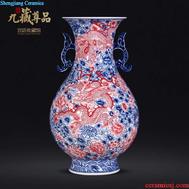 Jingdezhen ceramics Imitation of yuan blue and white porcelain of three lines can vase Household adornment handicraft furnishing articles