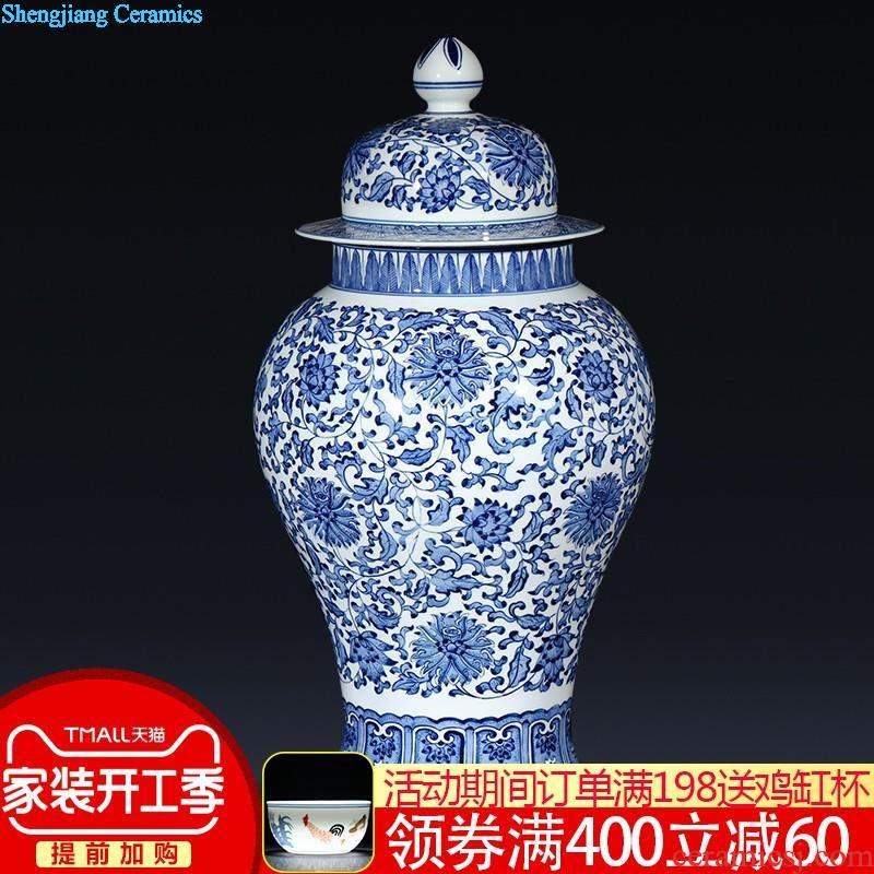 Jingdezhen ceramics hand-painted antique blue and white porcelain live figure gourd vases, furnishing articles furnishing articles of Chinese style living room wine