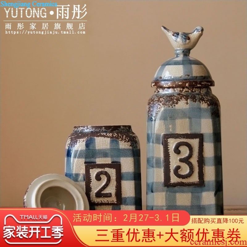 Jingdezhen ceramic blue poodle feng shui animals furnishing articles New Chinese style living room porch decoration arts and crafts