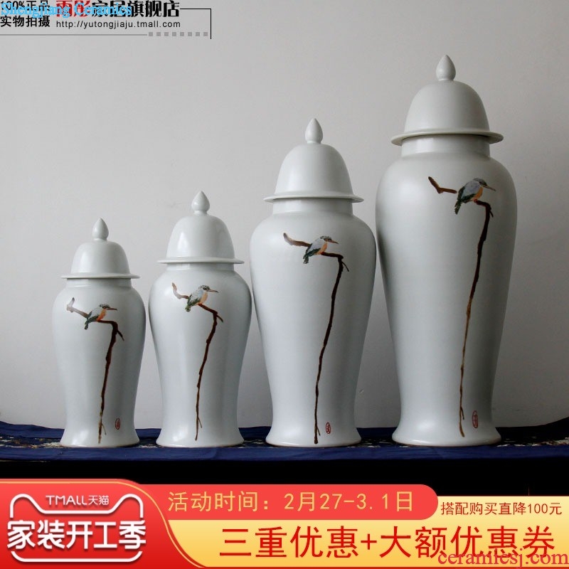 Jingdezhen ceramic contemporary and contracted square tank furnishing articles furnishing articles sitting room adornment ceramics handicraft storage tank vase