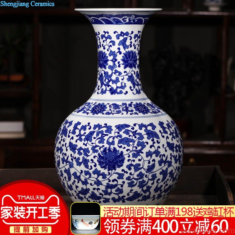 Antique blue and white porcelain of jingdezhen ceramics of large vases, flower arrangement home furnishing articles large living room