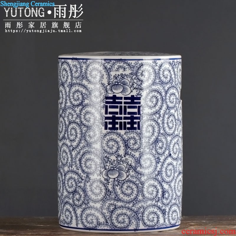 New Chinese style European rural jingdezhen temperature hand-painted ceramic stool drum stool dressing change stool drum pier ruffles few shoe