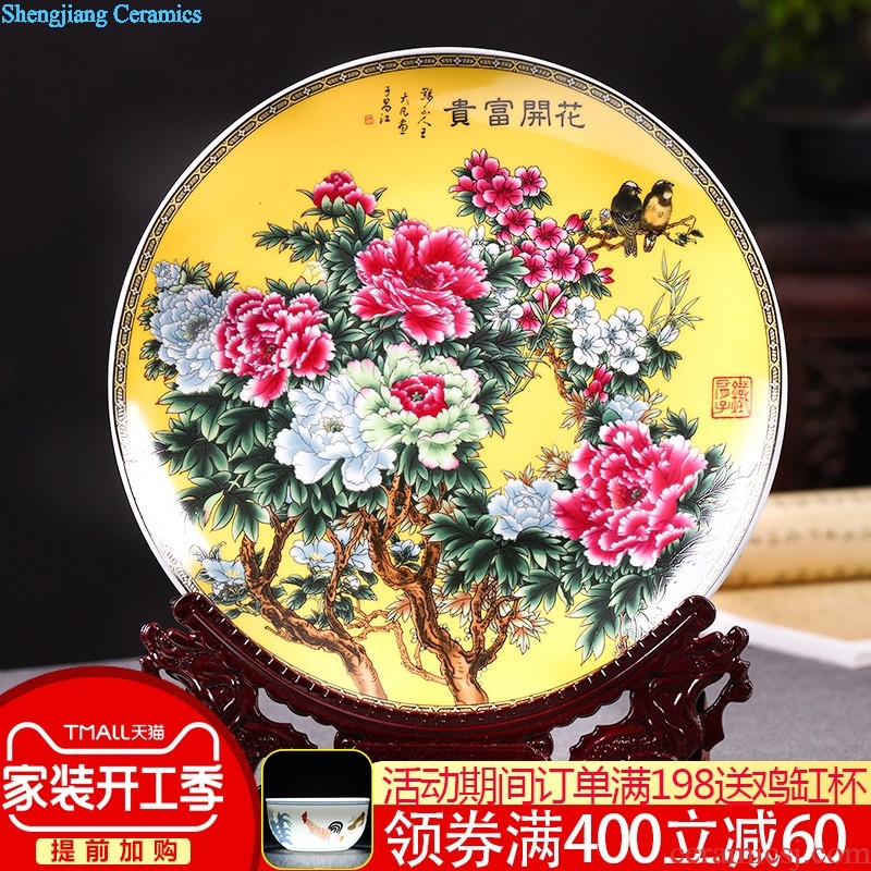 Jingdezhen ceramics decorated hang dish plates of modern Chinese style living room adornment furnishing articles gifts customize logo