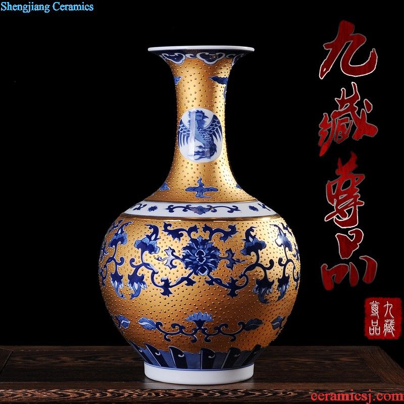 Jingdezhen ceramics hand-painted waterfall landscape painting and calligraphy master cylinder quiver large vases, study of office furnishing articles