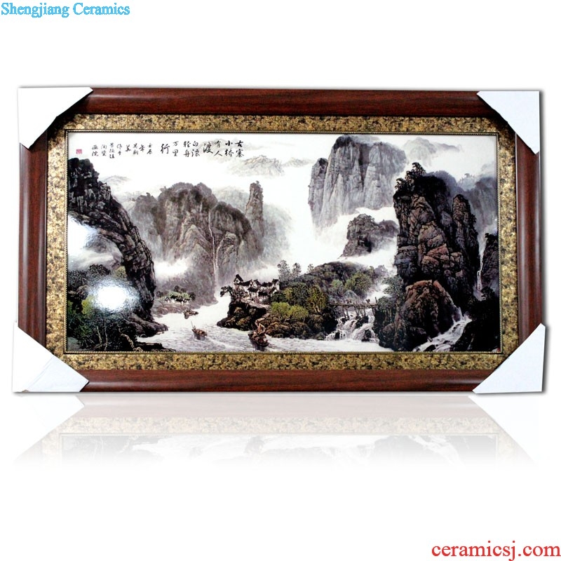 Hc - q28 jingdezhen ceramic central scroll Qingming festival painting porcelain plate painting murals with box