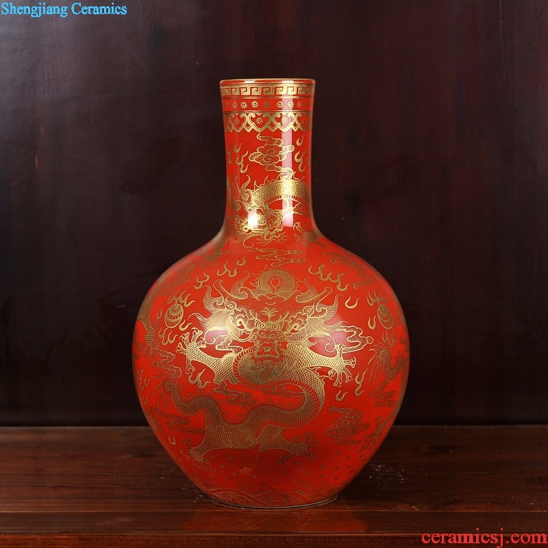 Jingdezhen ceramics Imitation qing qianlong pastel bottom pick flowers wrapped branch grain ears shoulder vase Household crafts