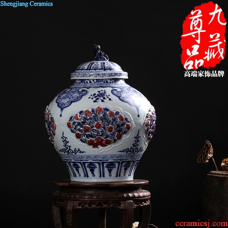 Jingdezhen ceramics Dong-ming li hand painted blue and white porcelain vase Fishing figure Home sitting room handicraft furnishing articles