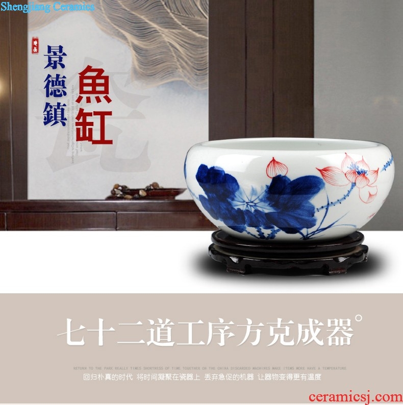 Jingdezhen porcelain chinaware Famous master Wu Wenhan hand-painted blooming flowers vase sitting room home furnishing articles