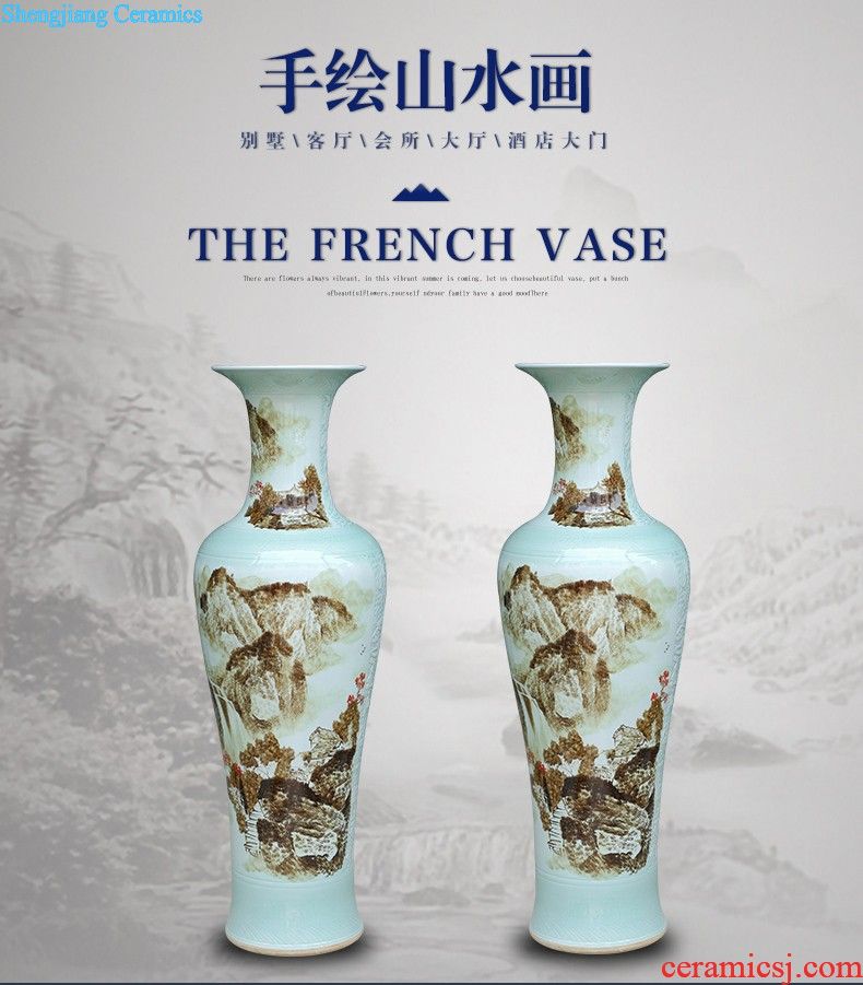 Jingdezhen ceramics hand-painted youligong hong mei LanZhuJu large vases, Chinese style living room TV cabinet furnishing articles