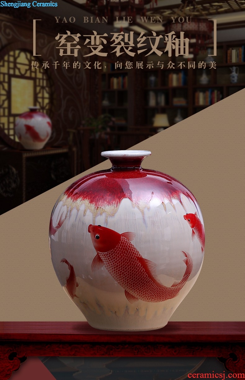 Jingdezhen ceramics Blue and white hand draw freehand brushwork in shallow water goldfish GangPen narcissus lotus pond lily Home furnishing articles