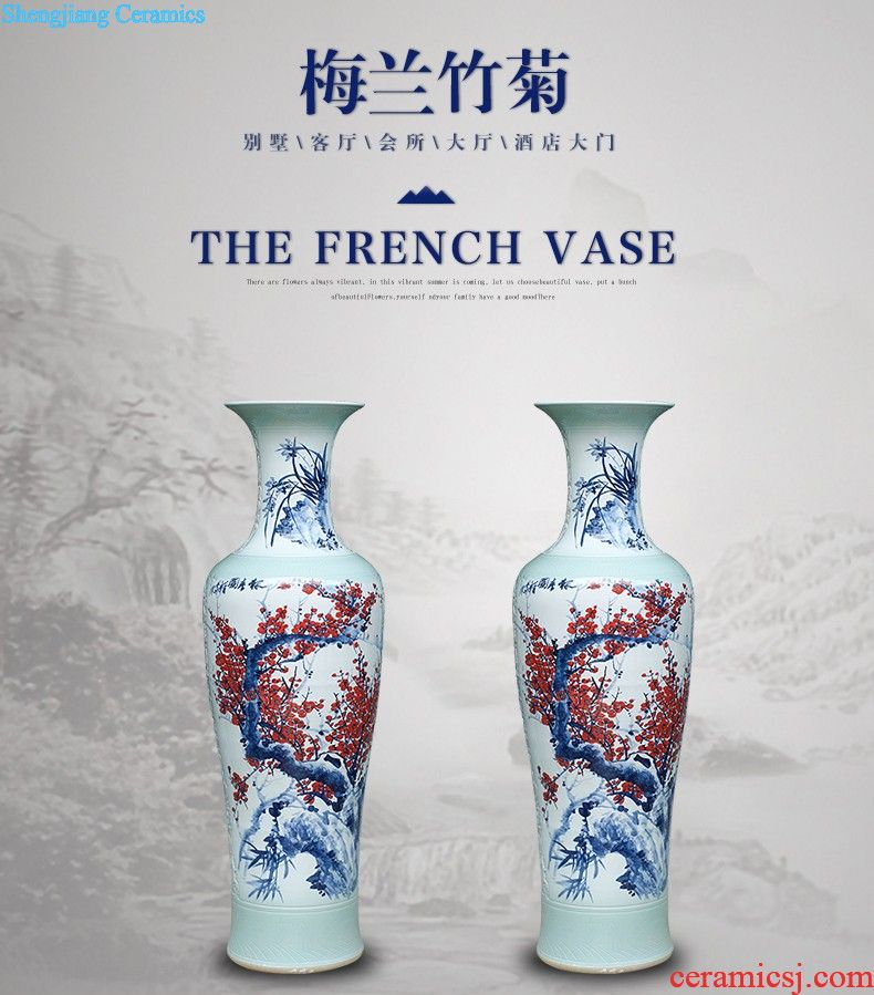 Jingdezhen ceramics antique blue-and-white hand-painted dragon large vases, Chinese style villa hotel furnishing articles 1 meter 8