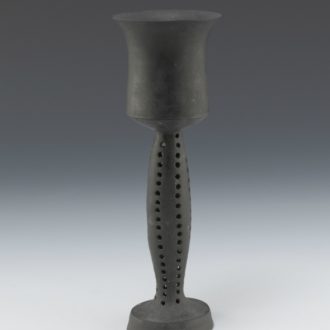 Dawenkou culture black pottery inlaid empty high handle cup