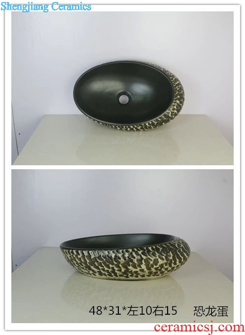  Oval  matte black Carving particles washing basin from shengjiang porcelain company