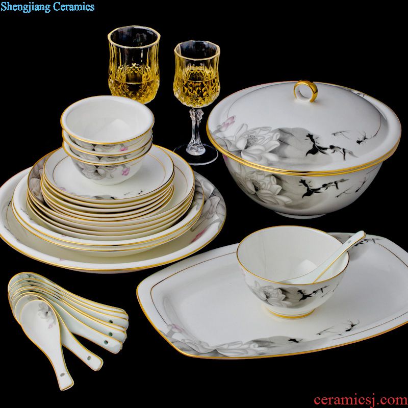Bone porcelain bowl ten with jingdezhen ceramic tableware suit rice bowls home dishes suit dishes European style