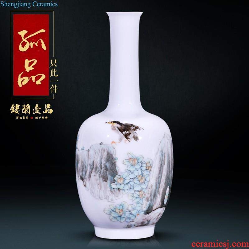 Jingdezhen ceramics hand-painted porcelain vase landscape into the sitting room of Chinese style household adornment desktop TV ark furnishing articles