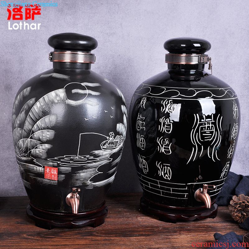 Jingdezhen ceramic barrel 20 jins 30 jins storage tank ricer box grain jar sealed tank meter box green fruit box