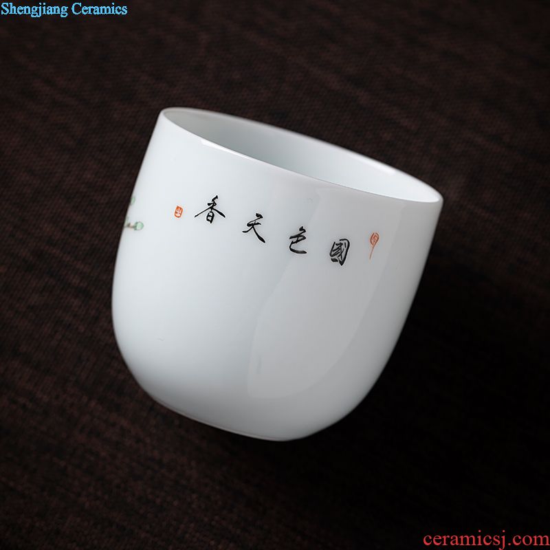 Jingdezhen ceramic hand-painted had four suits teacup pastel sample tea cup individual cup heavy kung fu tea set