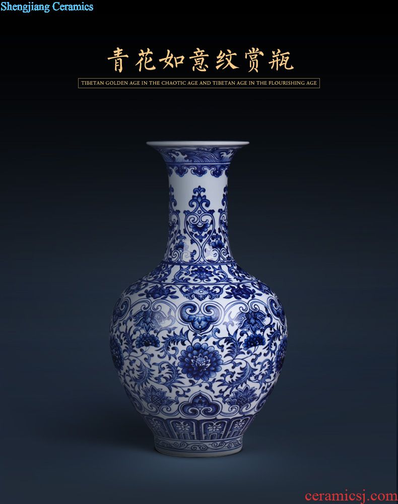 Jingdezhen ceramics vase large red and bright wax gourd bottle of Chinese style household furnishing articles sitting room arranging flowers adorn article