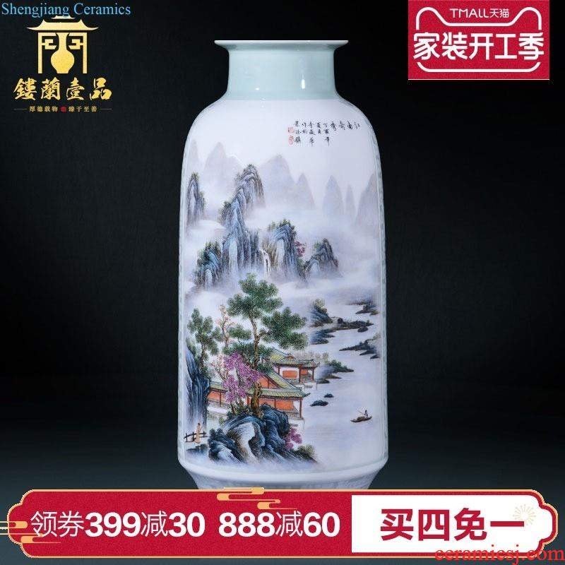 Jingdezhen ceramic imitation qing qianlong steak nine peach plum bottle bat Chinese flower arranging sitting room adornment collection furnishing articles