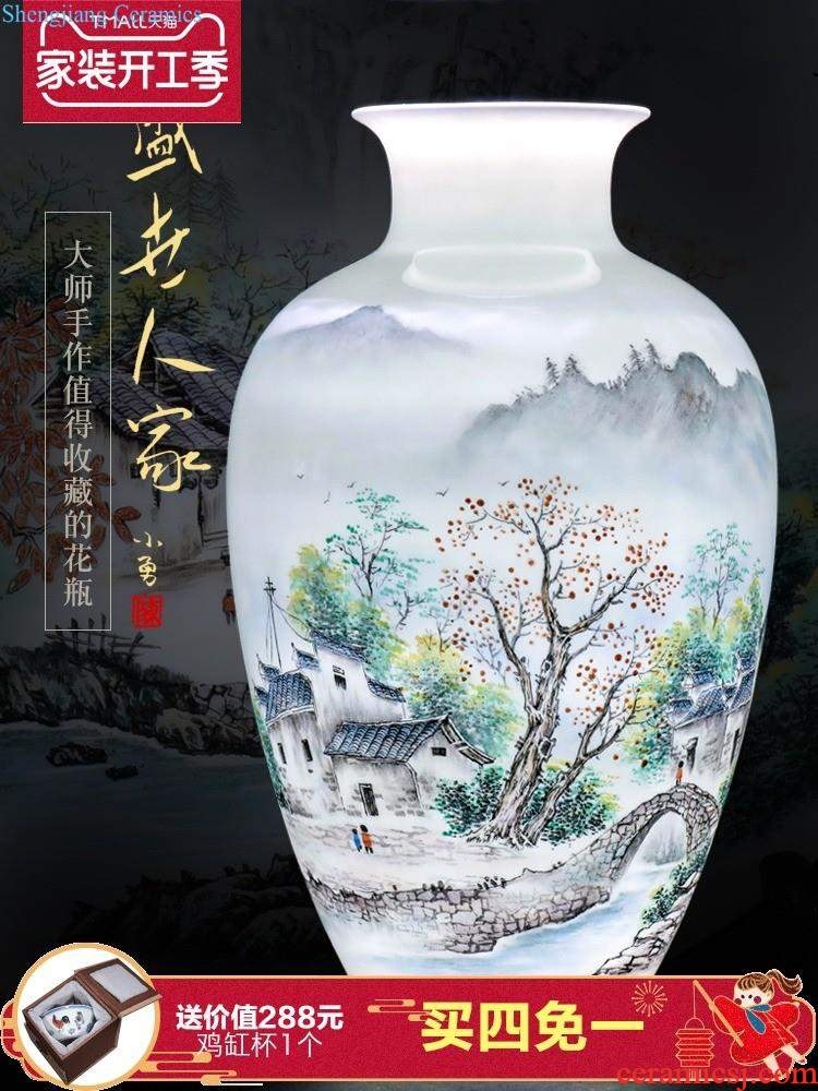 Jingdezhen ceramic knife clay hand-painted vases, flower arranging Chinese style household living room TV cabinet decoration handicraft furnishing articles