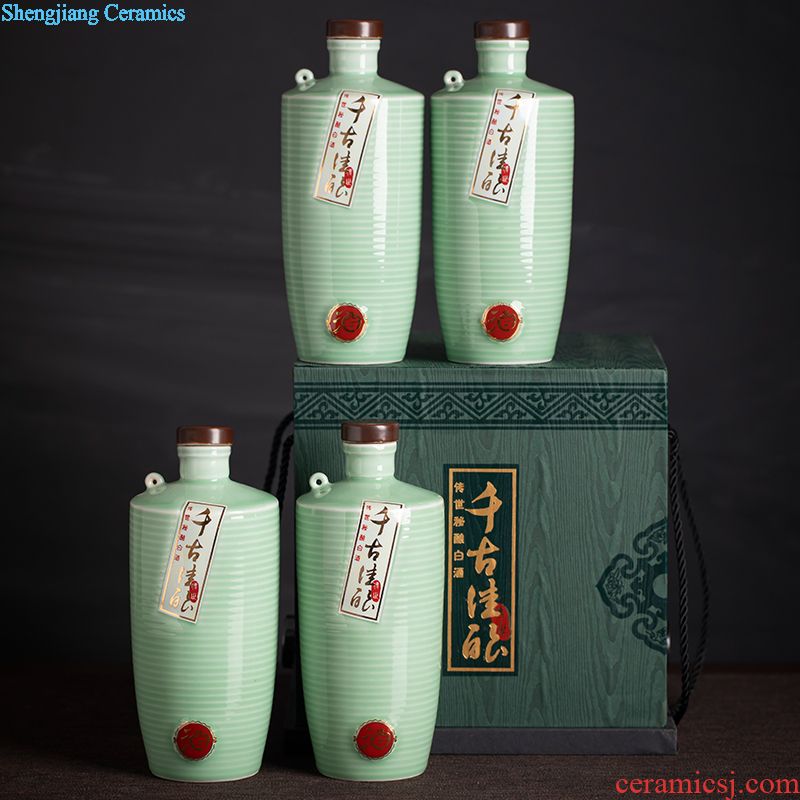Jingdezhen ceramic bottle hip flask wedding festival celebrated bottle wine bottle wedding with bottle half jins of art