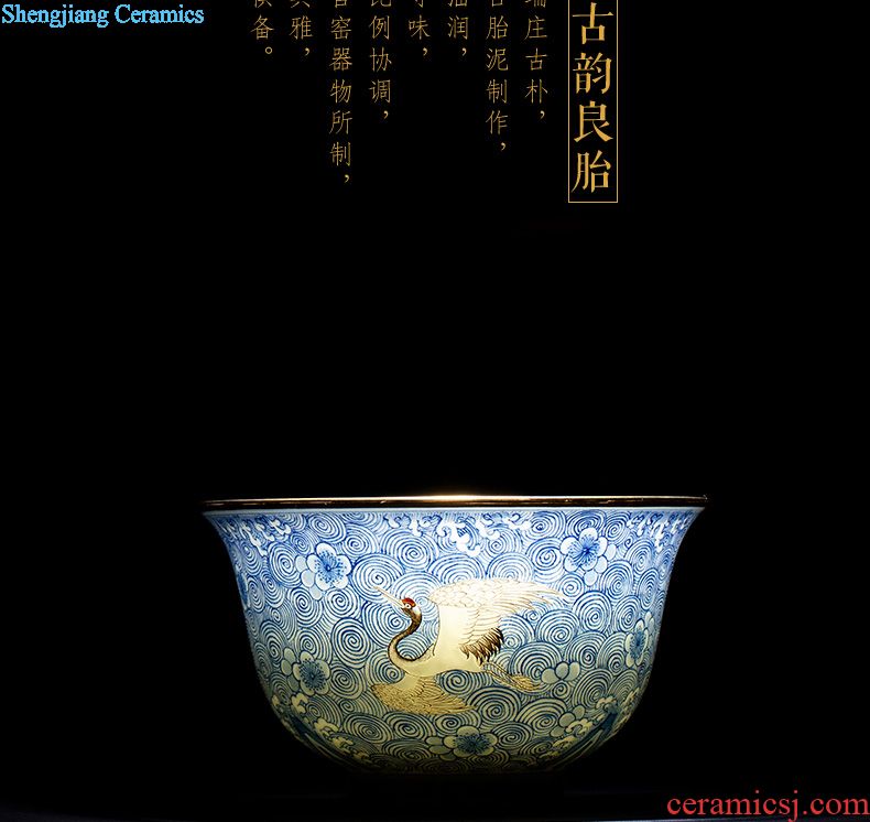 St large ceramic three tureen tea cups all hand azure glaze hand-cut no tureen jingdezhen kung fu tea set