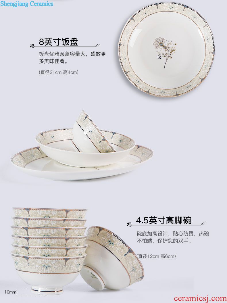 Jingdezhen blue and white porcelain glair bone porcelain tableware Chinese style of eating food dishes to eat bowl high-grade dishes suit household