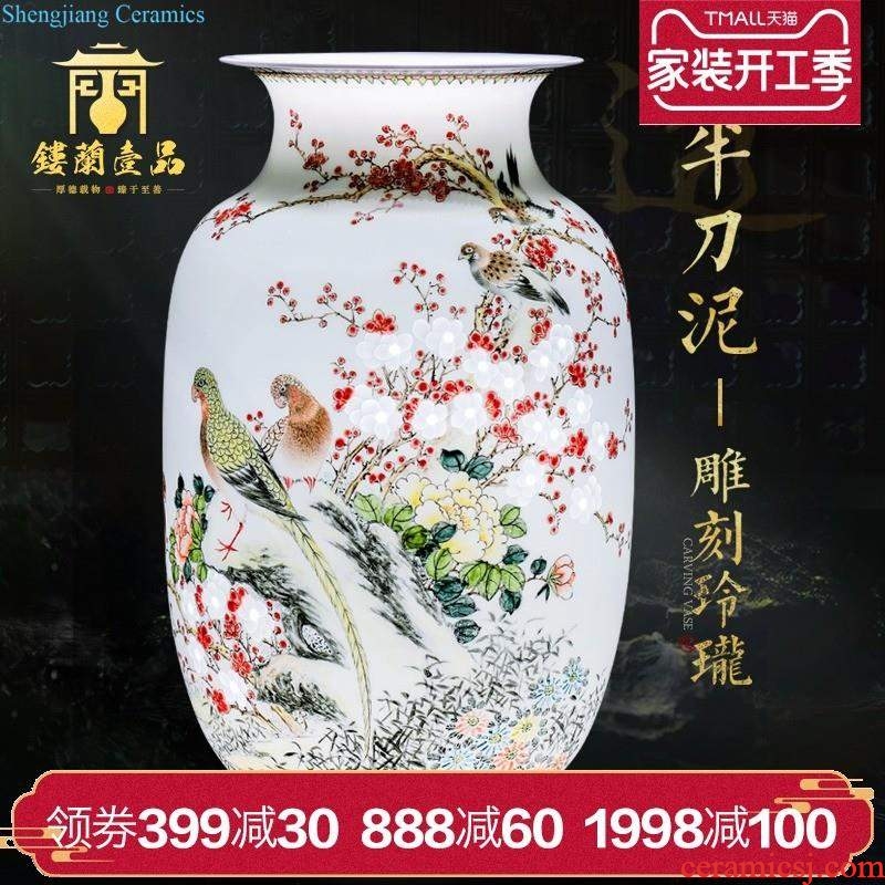 Master of jingdezhen ceramics hand-painted pastel lad collection of new Chinese style household sitting room adornment is placed the vase