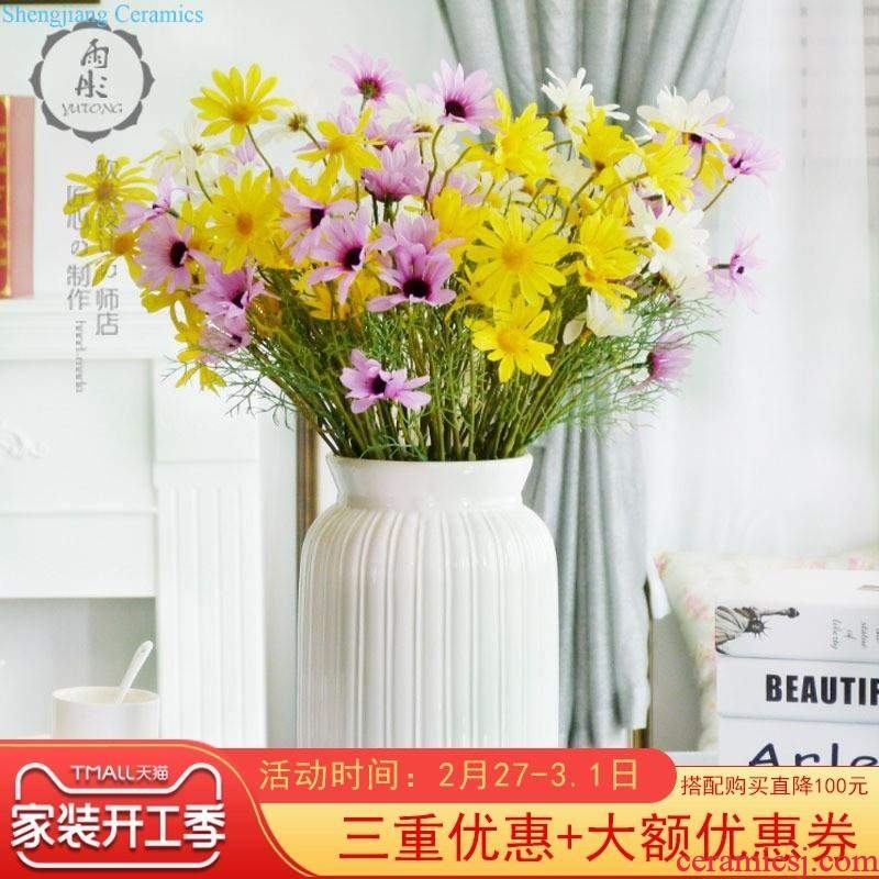 Chinese stone creative ceramic flower implement furnishing articles manual artistic personality flower vase office decoration gifts