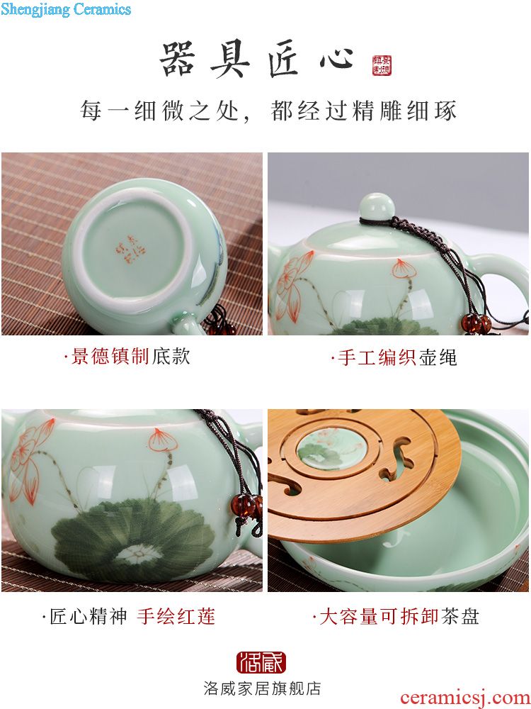 Marriage was suit household of Chinese style wedding of a complete set of jingdezhen ceramic big red kung fu tea cup teapot tea tray