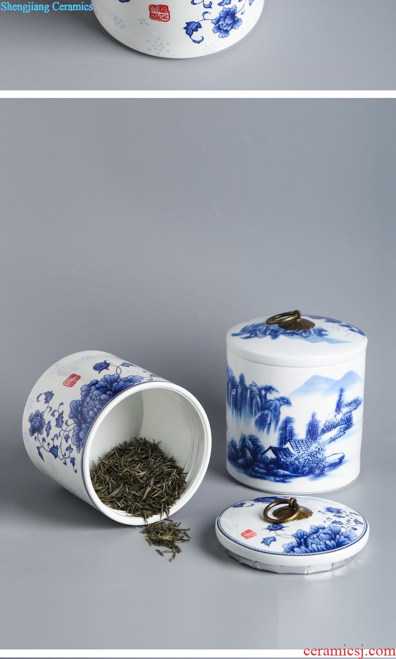 Blower, persimmon jingdezhen ceramic household tea caddy storehouse tea set creative kung fu tea set seal pot receive tank