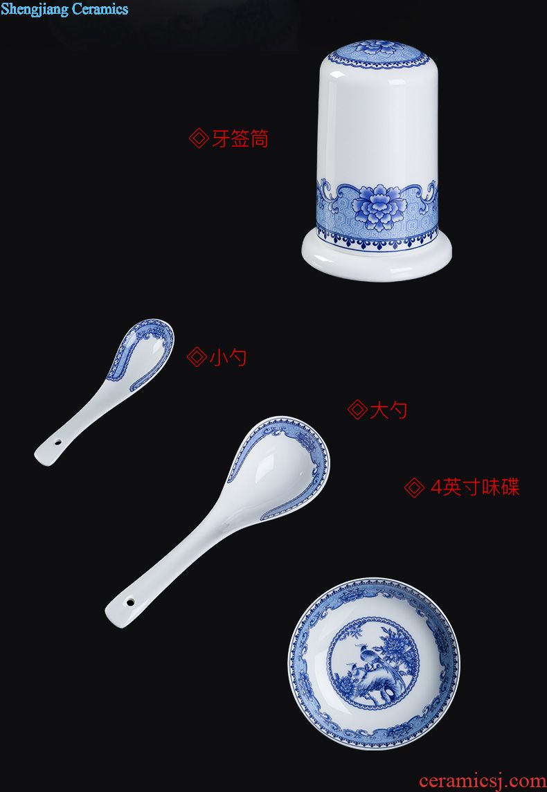 Jingdezhen ceramic dishes suit household bone porcelain tableware suit Chinese blue and white porcelain bowls bowl dish bowl chopsticks combination