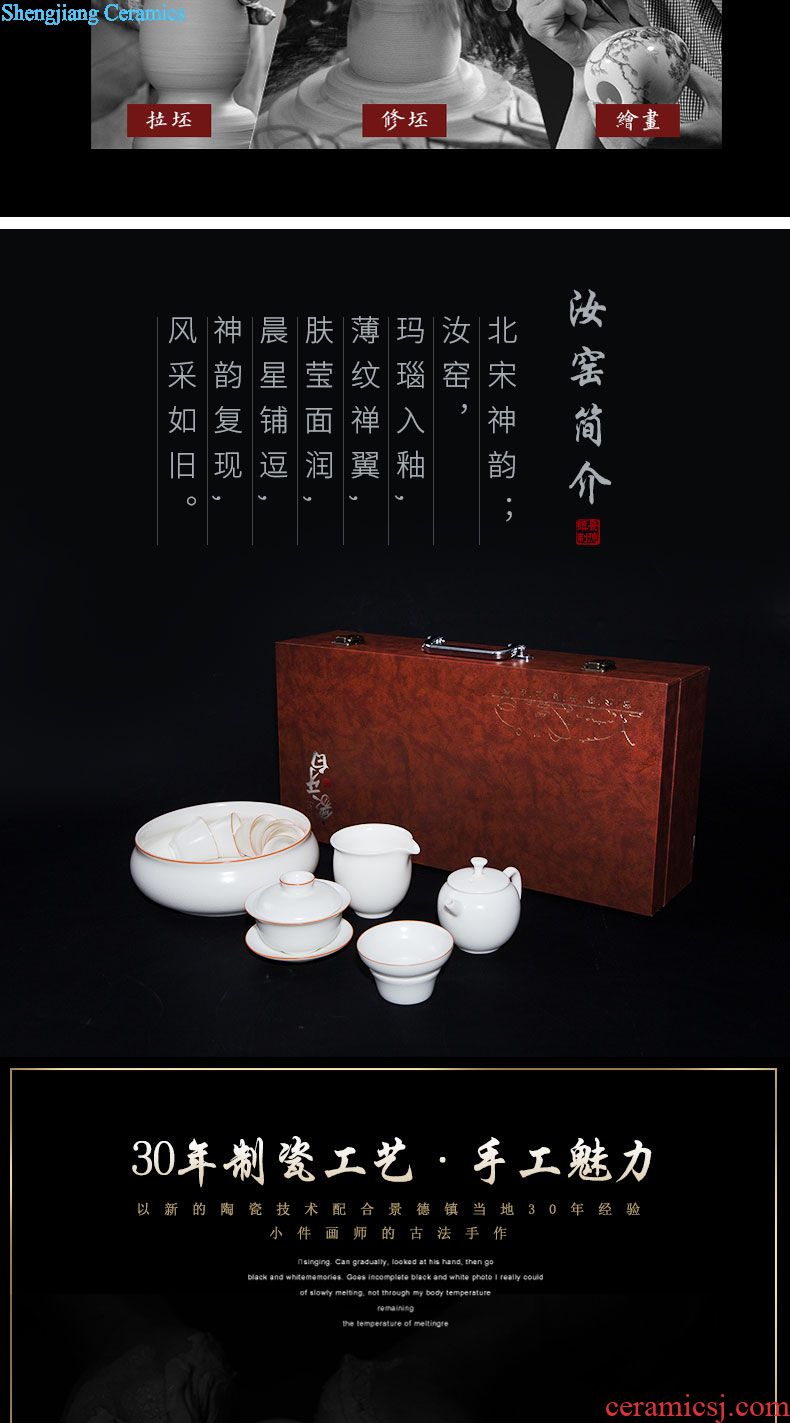 Jingdezhen kung fu tea tea tureen enamel porcelain cups to restore ancient ways household tea tea set gift box