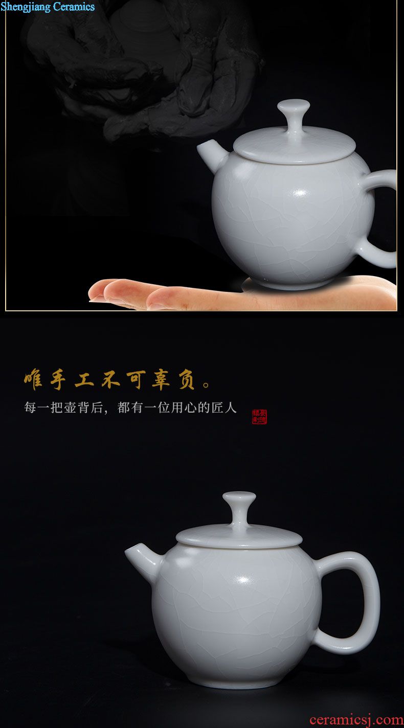 Jingdezhen kung fu tea set Contemporary and contracted household of Chinese style white jade ceramic tea pot lid bowl cups