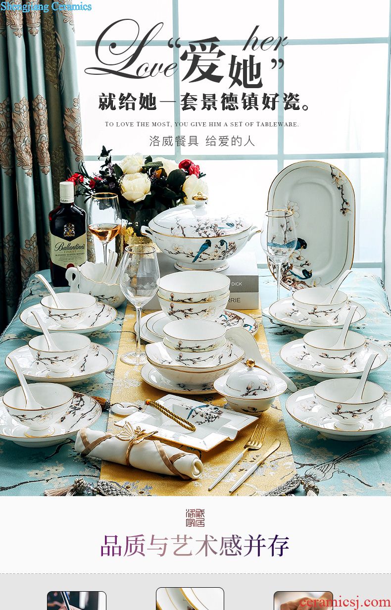 Suit kung fu tea set, tea sets the whole circle of jingdezhen ceramic household teapot tea tray cup gift box